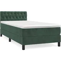 vidaXL Boxspring met matras fluweel donkergroen 90x200 cm