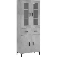 vidaXL Hoge kast 69,5x34x180 cm bewerkt hout betongrijs
