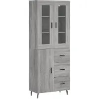 vidaXL Hoge kast 69,5x34x180 cm bewerkt hout grijs sonoma eikenkleurig