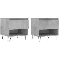 vidaXL Salontafels 2 st 50x46x50 cm bewerkt hout betongrijs