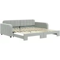 vidaXL Slaapbank met onderschuifbed 100x200 cm fluweel lichtgrijs