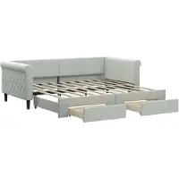 vidaXL Dagbed met uittrekbaar gedeelte en lades, lichtgrijs, 90x190 cm, fluweel