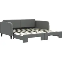 vidaXL Slaapbank met onderschuifbed 90x190 cm stof donkergrijs