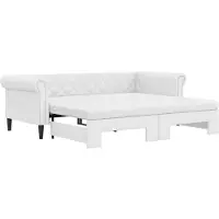 vidaXL Slaapbank onderschuifbed en matrassen 90x200 cm kunstleer wit