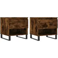 vidaXL Salontafels 2 st 50x46x50 cm bewerkt hout gerookt eikenkleurig