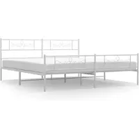 vidaXL Bedframe met hoofd- en voeteneinde metaal wit 193x203 cm