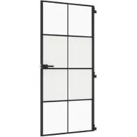 vidaXL Binnendeur smal 93x201,5 cm gehard glas en aluminium zwart