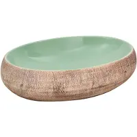 vidaXL Opzetwasbak ovaal 59x40x15 cm keramiek groen en bruin