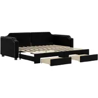vidaXL Uittrekbaar dagbed met lades, zwart, 90x190 cm, met stoffen bekleding