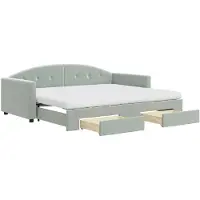 vidaXL Slaapbank onderschuifbed en lades 90x200 cm fluweel lichtgrijs