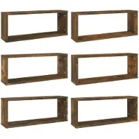 vidaXL Wandschappen kubus 6 st 60x15x23 cm bewerkt hout gerookt eiken