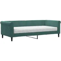 vidaXL Slaapbank met matras 90x200 cm fluweel donkergroen