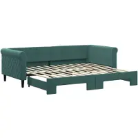 vidaXL Slaapbank met onderschuifbed 90x200 cm fluweel donkergroen