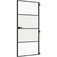 vidaXL Binnendeur smal 93x201,5 cm gehard glas en aluminium zwart