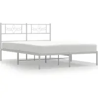 vidaXL Bedframe met hoofdbord metaal wit 135x190 cm