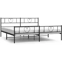 vidaXL Bedframe met hoofdeinde en voeteneinde, zwart metaal, 200x200 cm