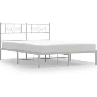 vidaXL Bedframe met hoofdbord metaal wit 140x190 cm