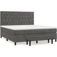 vidaXL Boxspring met matras fluweel donkergrijs 160x200 cm