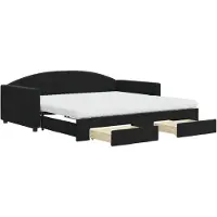 vidaXL Slaapbank met onderschuifbed en lades 100x200 cm fluweel zwart