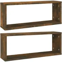 vidaXL Wandschappen kubus 2 st 60x15x23 cm bewerkt hout gerookt eiken