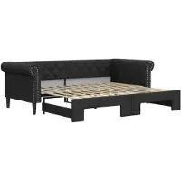 vidaXL Slaapbank met onderschuifbed 90x200 cm kunstleer zwart