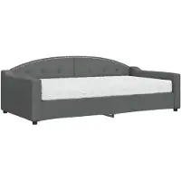 vidaXL Slaapbank met matras 100x200 cm stof donkergrijs