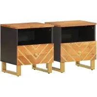 vidaXL Nachtkastjes 2 st massief mangohout bruin en zwart