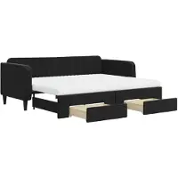 vidaXL Slaapbank met onderschuifbed en lades 90x200 cm fluweel zwart
