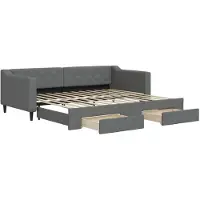 vidaXL Dagbed met uittrekbaar bed en lades, donkergrijs, 90x200 cm, stof