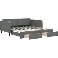 vidaXL Slaapbank onderschuifbed en lades 90x190 cm stof donkergrijs