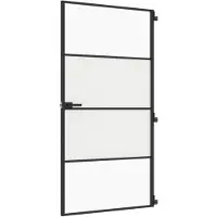 vidaXL Binnendeur smal 102,5x201,5 cm gehard glas en aluminium zwart