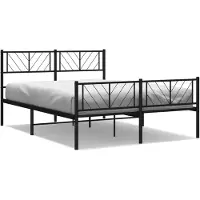 vidaXL Bedframe met hoofdeinde en voeteneinde, zwart metaal, 120x190 cm