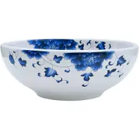 vidaXL Opzetwasbak rond Φ41x14 cm keramiek wit en blauw