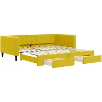 vidaXL Slaapbank met onderschuifbed en lades 100x200 cm fluweel geel