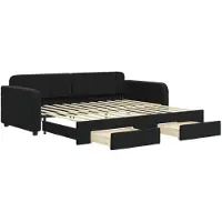 vidaXL Slaapbank met onderschuifbed en lades 90x200 cm fluweel zwart