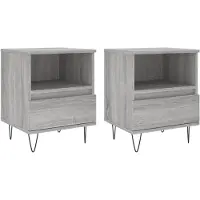 vidaXL Nachtkastjes 2 st 40x35x50 cm bewerkt hout grijs sonoma eiken