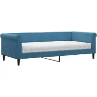 vidaXL Slaapbank met matras 90x200 cm fluweel blauw