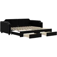 vidaXL Dagbed uitklapbaar met lades, zwart, 80x200 cm, stof