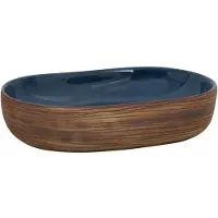 vidaXL Opzetwasbak ovaal 59x40x14 cm keramiek bruin en blauw