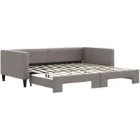 vidaXL Slaapbank met onderschuifbed 100x200 cm stof taupe