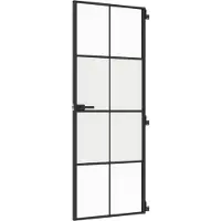 vidaXL Binnendeur smal 76x201,5 cm gehard glas en aluminium zwart