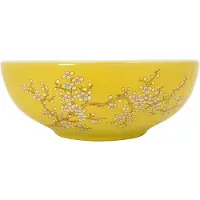 vidaXL Opzetwasbak rond Φ41x14 cm keramiek wit en geel