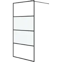 vidaXL Inloopdouchewand 100x195 cm halfmat ESG-glas zwart