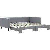 vidaXL Slaapbank met onderschuifbed 100x200 cm stof lichtgrijs
