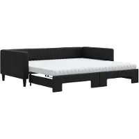 vidaXL Slaapbank met onderschuifbed en matrassen 100x200 cm stof zwart