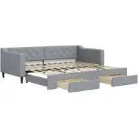 vidaXL Dagbed uitklapbaar met lades, lichtgrijs, 90x200 cm, stof