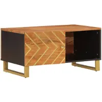 vidaXL Salontafel 80x50x40 cm massief mangohout bruin en zwart