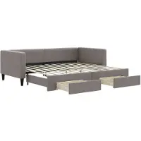 vidaXL Slaapbank met onderschuifbed en lades 90x200 cm stof taupe