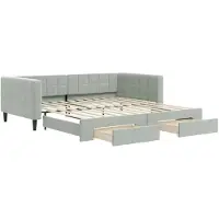 vidaXL Slaapbank onderschuifbed en lades 100x200 cm fluweel lichtgrijs