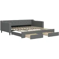 vidaXL Slaapbank onderschuifbed en lades 100x200 cm stof donkergrijs